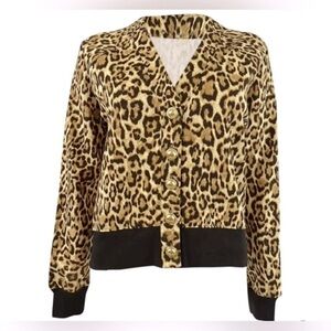 MICHAEL MICHAEL KORS Women's Wildcat-Print Boyfriend Cardigan